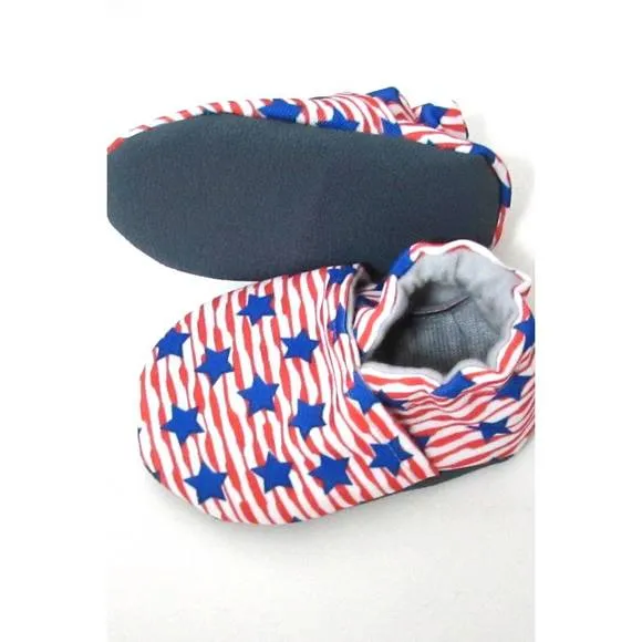 NEW CABOOTIES baby stars and stripes canvas shoes in red/white/blue