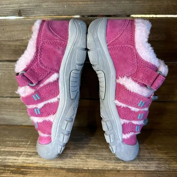 New‎ Childrens Keen Newport Pink Suede Fur Trimmed Outdoor Shoes Size 1 Y