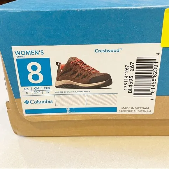 NEW Columbia Crestwood Hiking Trekking Shoes Brown Coral 8