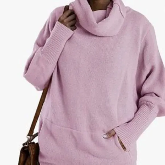 New Cowl Neck Lantern Long Sleeves Knit Sweater