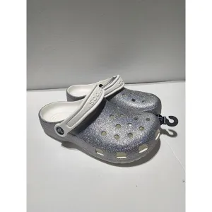 New CROCS CLASSIC GLITTER CLOG K SIZE  J5  WOMAN'S 7 [206993-94S] TAGS SILVER