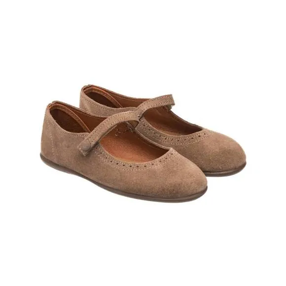 NEW ELEPHANTITO girl's mary jane suede shoes in beige