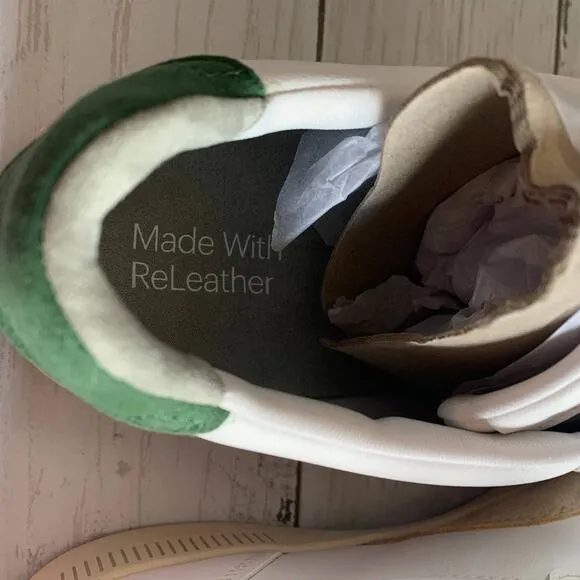 NEW Everlane The Releather Court Tennis Shoes Sneakers in White/Green/Tan