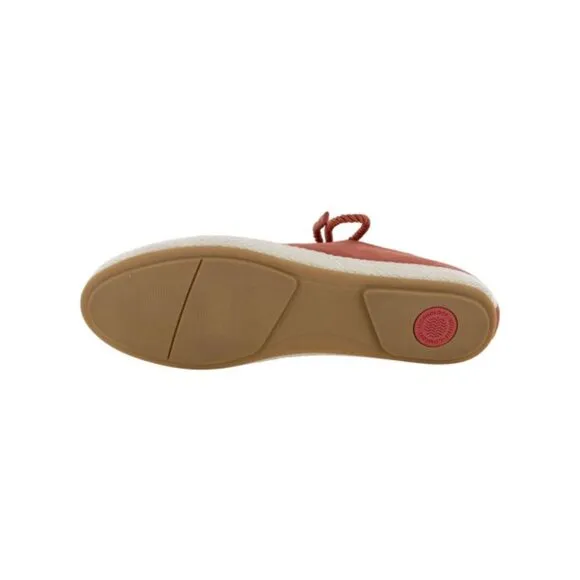 NEW Fitflop Women Fia Terracotta Suede Lace Up Ballerina Flat Dress Shoes