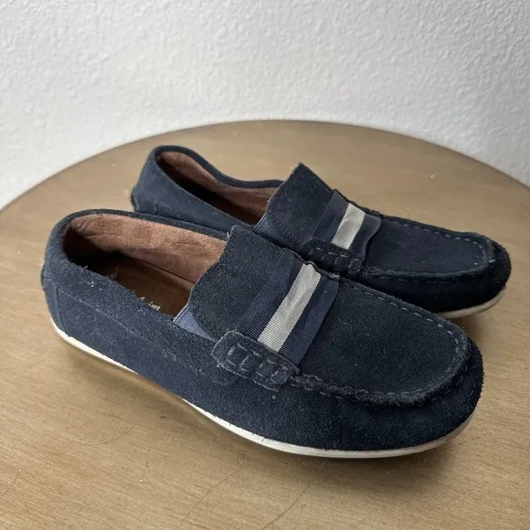 NEW Florsheim Kids' Loafer Big Kid Shoes Boys Girls Suede Stripe School Navy 6M