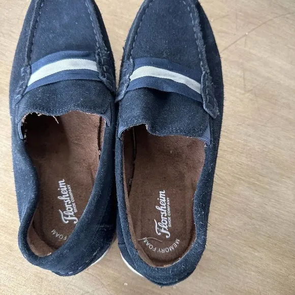NEW Florsheim Kids' Loafer Big Kid Shoes Boys Girls Suede Stripe School Navy 6M