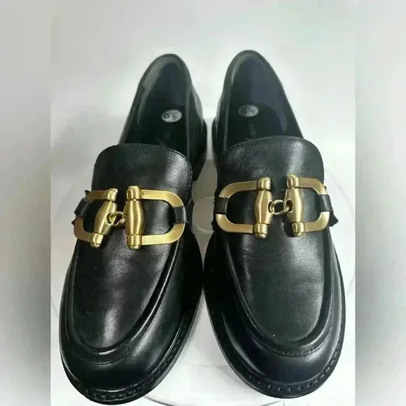New FREE PEOPLE CHARLEY CHAIN Leather Loafer 6.5