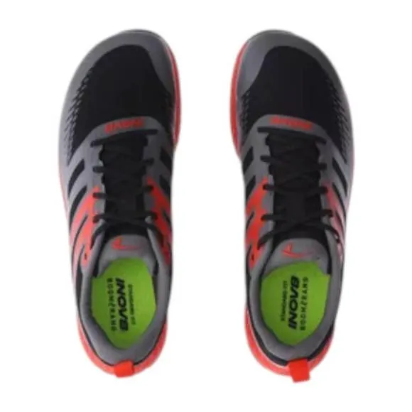 NEW INOV-8 men's trailfly shoes in black/fiery red/dark grey