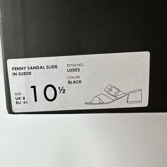 NEW J Crew Penny Sandal Slide in Suede Black Heeled Shoes Size 10.5