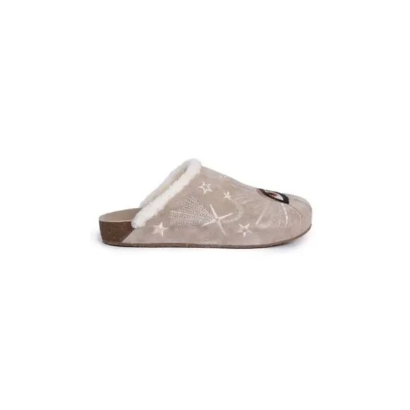 NEW Johnny Was Boho Embroidered Suede Celestial Mule Shoes Stars Eye Moon