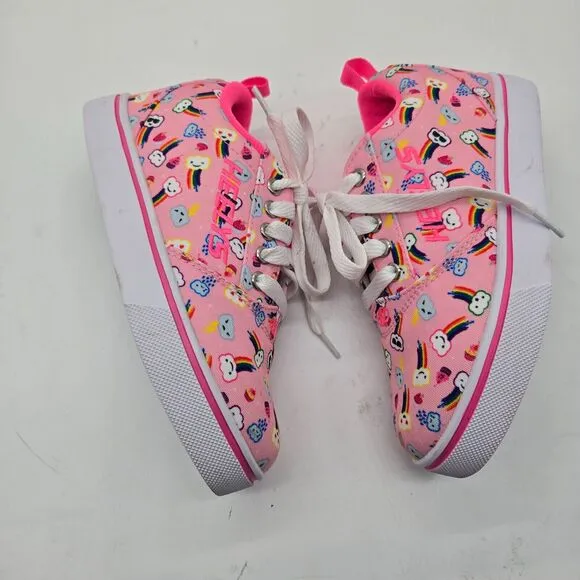 NEW Kids Heelys Pro 20 Shoes w/ Wheels Pink Rainbow Unicorn &amp; Emoji Sz Youth 2