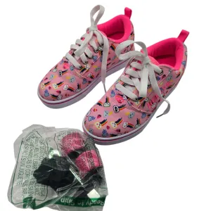 NEW Kids Heelys Pro 20 Shoes w/ Wheels Pink Rainbow Unicorn &amp; Emoji Sz Youth 2