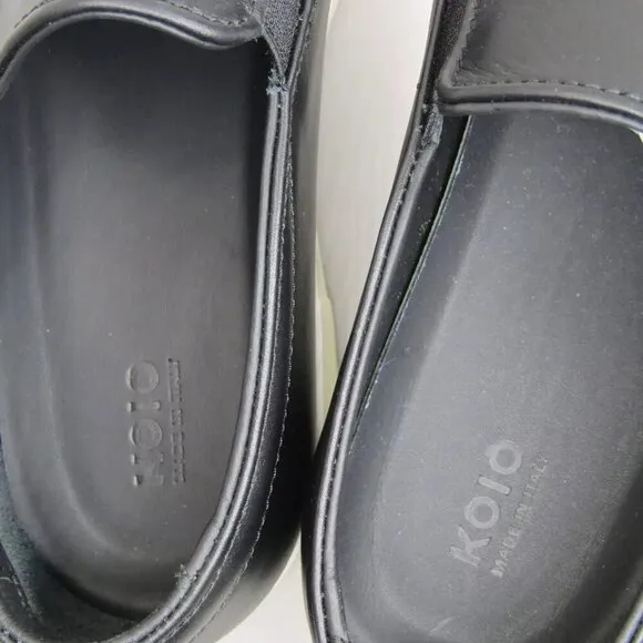 NEW KOIO Womens Onyx Jesi Slip On Sneakers  Tennis Shoes Black Leather Size 7