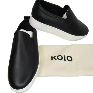 NEW KOIO Womens Onyx Jesi Slip On Sneakers  Tennis Shoes Black Leather Size 7