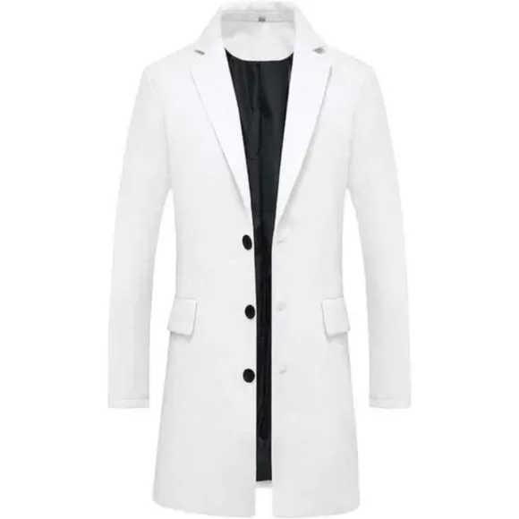 New Men's Trench Coat Outfit White