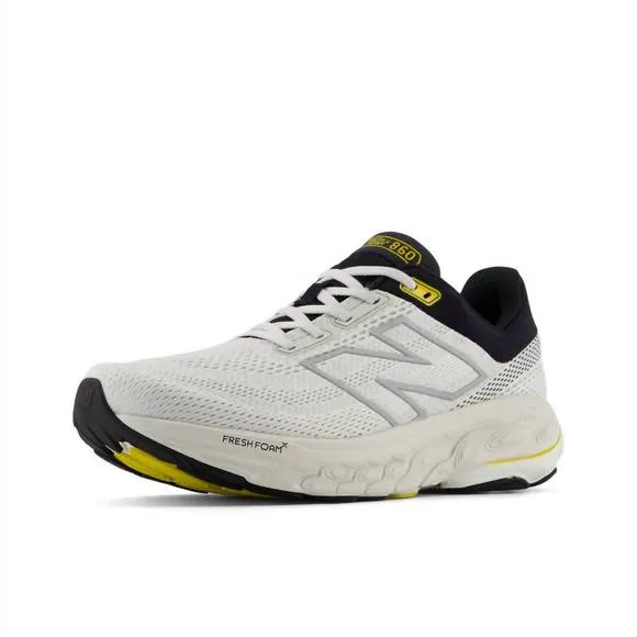 NEW NEW BALANCE men's 860 v14 running sneakers in white with black and sea salt