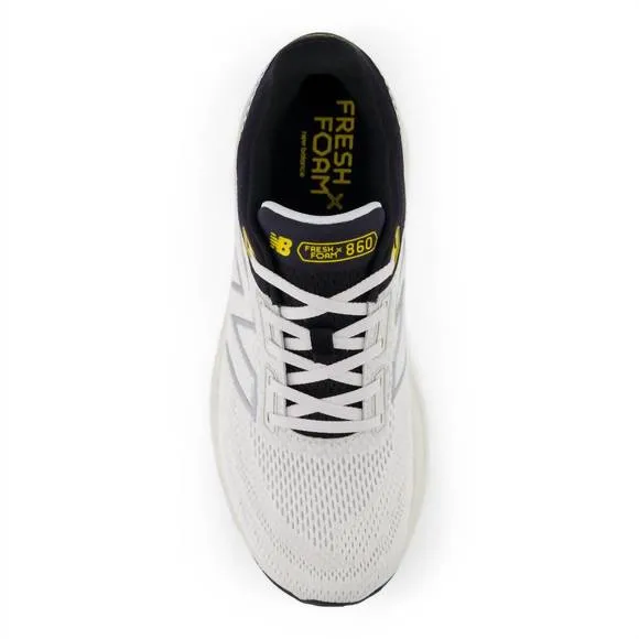 NEW NEW BALANCE men's 860 v14 running sneakers in white with black and sea salt