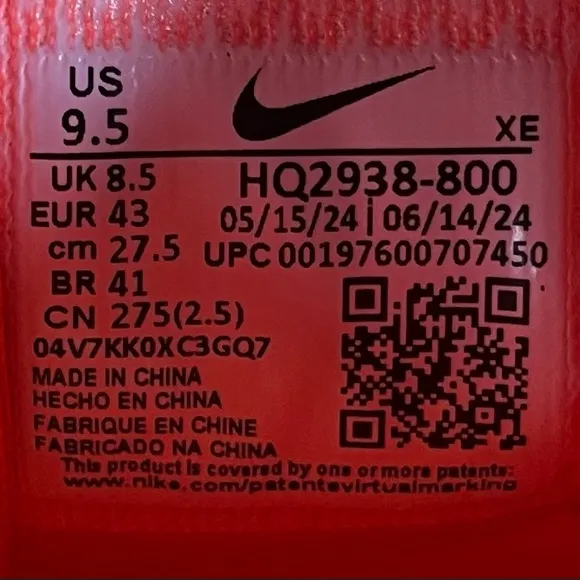 NEW Nike Air Zoom Pegasus 41 PRM Mens Sz 9.5 Running Shoes Hyper Crimson Orange