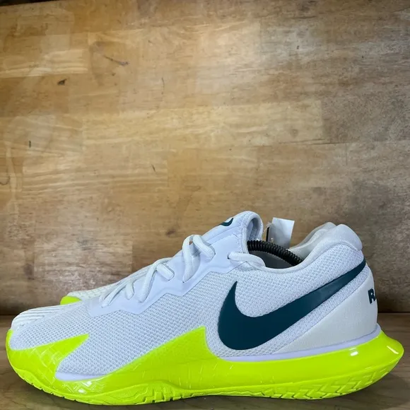 NEW Nike Court Zoom Vapor Cage 4 Rafa Mens Sz 12 Tennis Shoes White Volt Teal