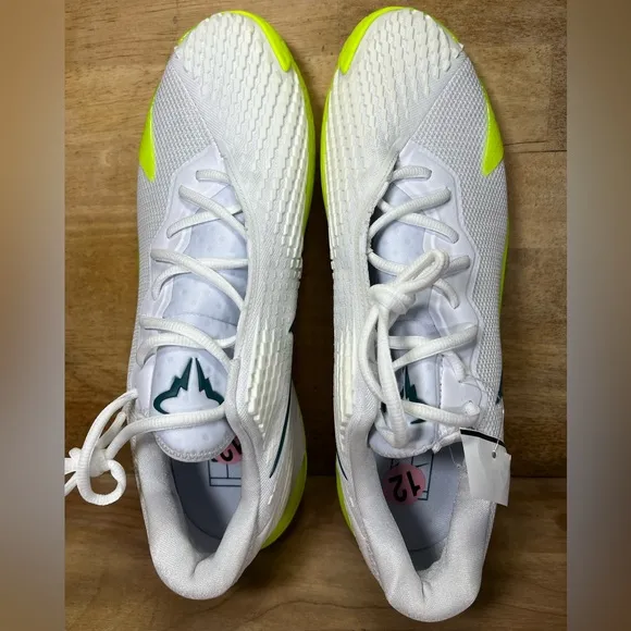 NEW Nike Court Zoom Vapor Cage 4 Rafa Mens Sz 12 Tennis Shoes White Volt Teal