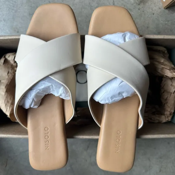 NEW Nisolo Catalina Slide Sandal in Bone, Size 7