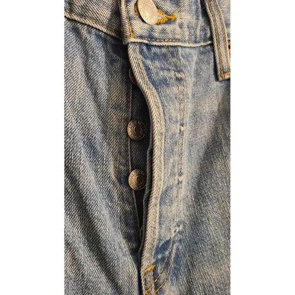 New! RE/DONE 70s Ultra High Rise Stove Pipe Jeans Blue Women's Size 24‎