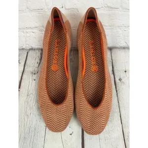 NEW! ROTHY'S beige orange chevron herringbone flat ballerina shoes 10