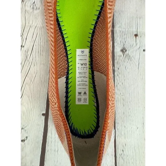 NEW! ROTHY'S beige orange chevron herringbone flat ballerina shoes 10