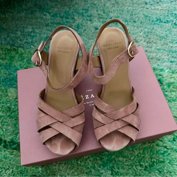 NEW Sezane Isabelle blush pink suede clogs EU 35 / US 6