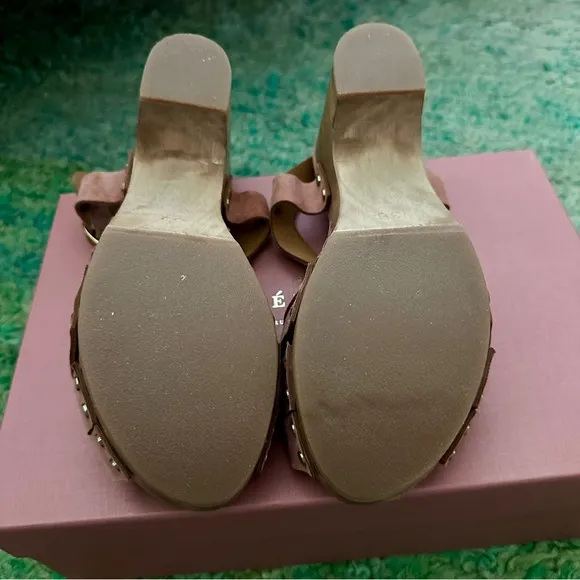 NEW Sezane Isabelle blush pink suede clogs EU 35 / US 6