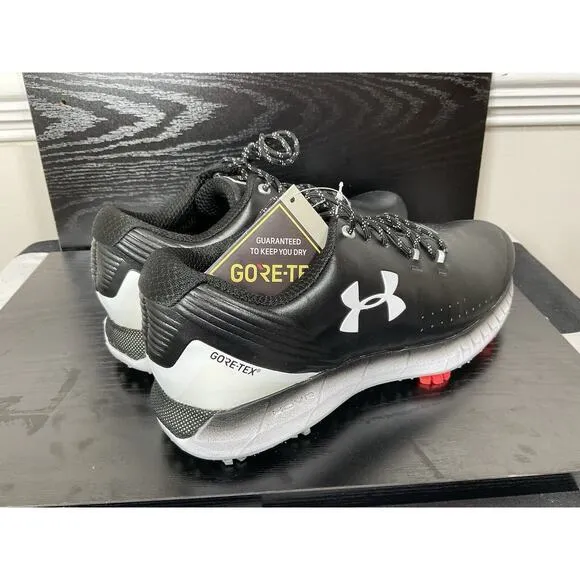 NEW! Under Armour Men's Size 7 Black Hovr Drive Gore-Tex Golf Shoes Leather RARE