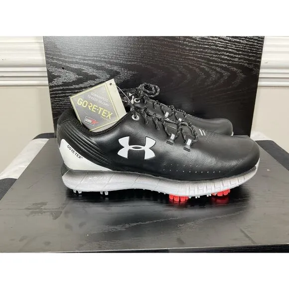 NEW! Under Armour Men's Size 7 Black Hovr Drive Gore-Tex Golf Shoes Leather RARE