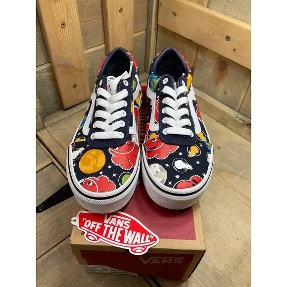 New US1 YT Kids Vans Ward Skate Shoes Sneakers Youth Glow Fish Parisian Night