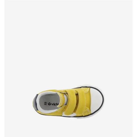 NEW VICTORIA SHOES kids tribu double velcro trainers in mostaza/mustard