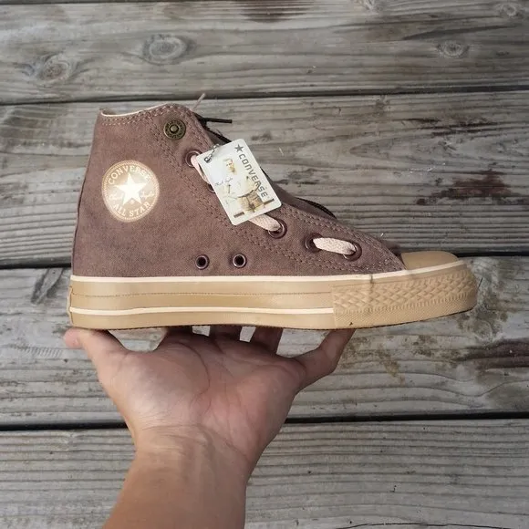 New Women Converse Chuck Taylor All Star Zip-Up Khaki Brown Shoes Sneakers