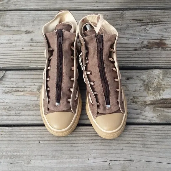 New Women Converse Chuck Taylor All Star Zip-Up Khaki Brown Shoes Sneakers