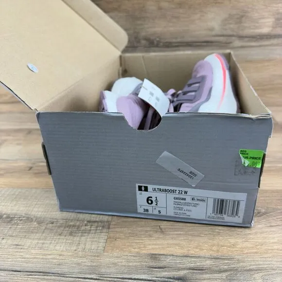 New Women’s Adidas UltraBoost 22 Sz 6.5 Magic Mauve Purple Running Shoes…