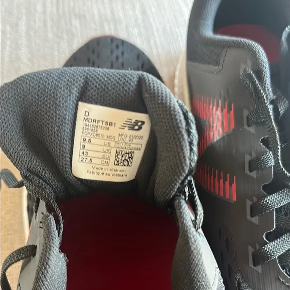 NEWBalance Black and Red Athletic Running Shoes with Breathable Mesh