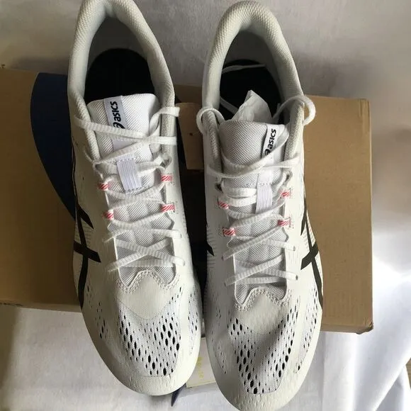 NIB Asics Hyper MD 8, White &amp; Black Track Cleats, Shoes, Mid-Distance Runners 13