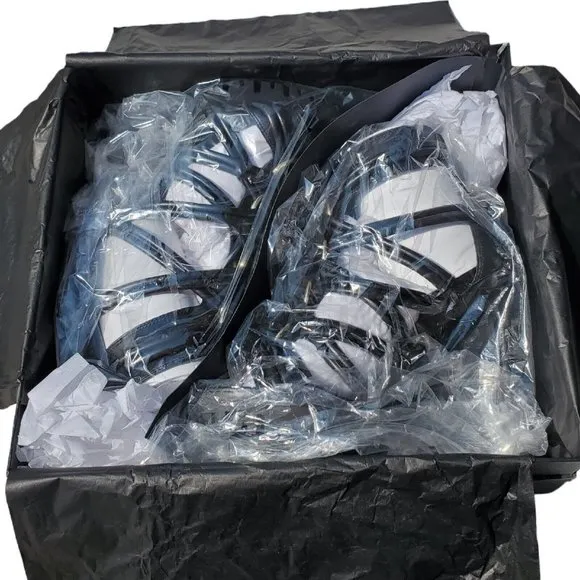 NIB Rachel Zoe Harlin Strappy High Heels Black Gold Metal Accents Women's 9