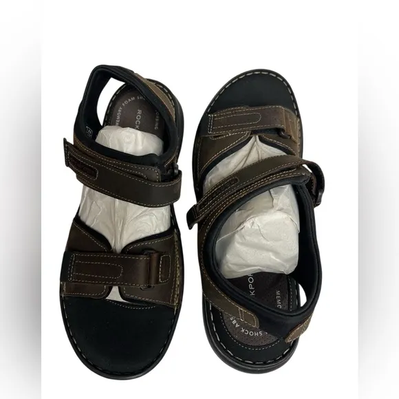 NIB Rockport Darwyn Quarter - Strap Brown Sandals 10.5 Wide