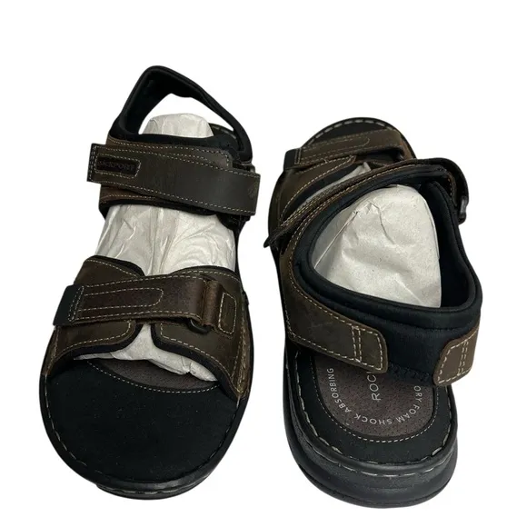 NIB Rockport Darwyn Quarter - Strap Brown Sandals 10.5 Wide