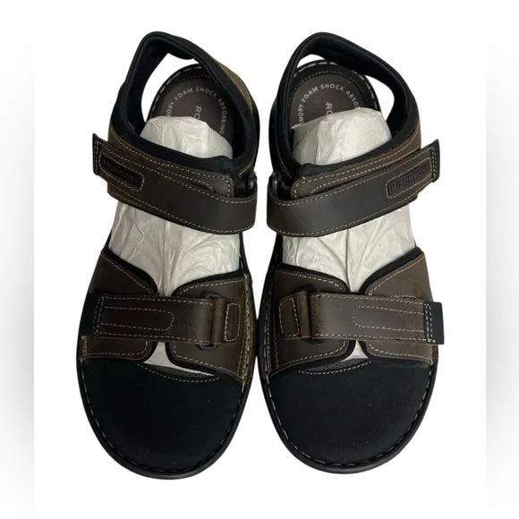NIB Rockport Darwyn Quarter - Strap Brown Sandals 10.5 Wide