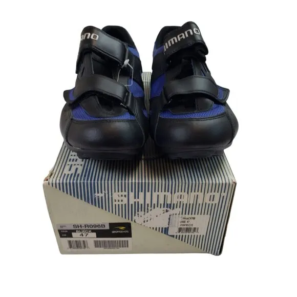 NIB/NWT Shimano SH-R096B Road Cycling Shoes Black/Blue Size 47/12.5 US