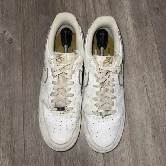Nike Air Force 1 '07 Shoes Mens Size 11.5 White Brown Gold Bronzine DV0788 104