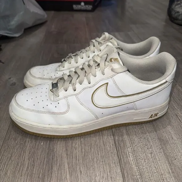 Nike Air Force 1 '07 Shoes Mens Size 11.5 White Brown Gold Bronzine DV0788 104