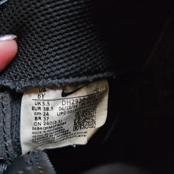 Nike Air Force 1 Low Top Black Leather Sneakers Youth Shoes AF1 Size 6Y