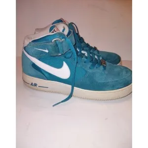 Nike Air Force 1 Sneakers Men's Size 9 Teal Suede 2013 Sporty Athletic Preppy