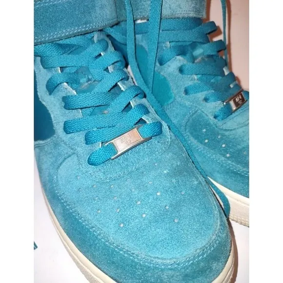 Nike Air Force 1 Sneakers Men's Size 9 Teal Suede 2013 Sporty Athletic Preppy