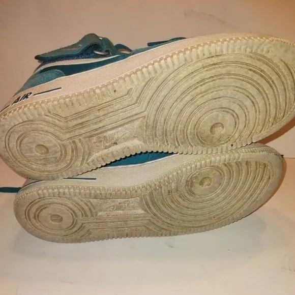 Nike Air Force 1 Sneakers Men's Size 9 Teal Suede 2013 Sporty Athletic Preppy